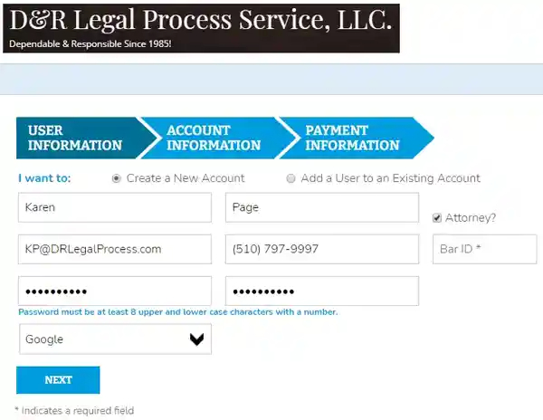 D&R Legal Registration form
