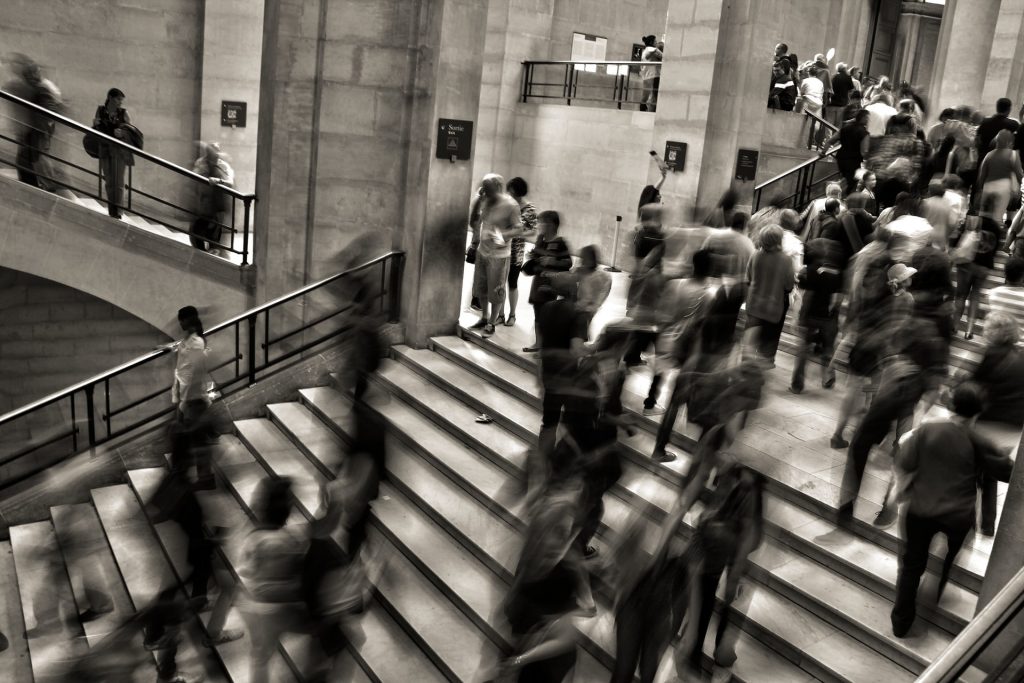 Many people going in and out at the station