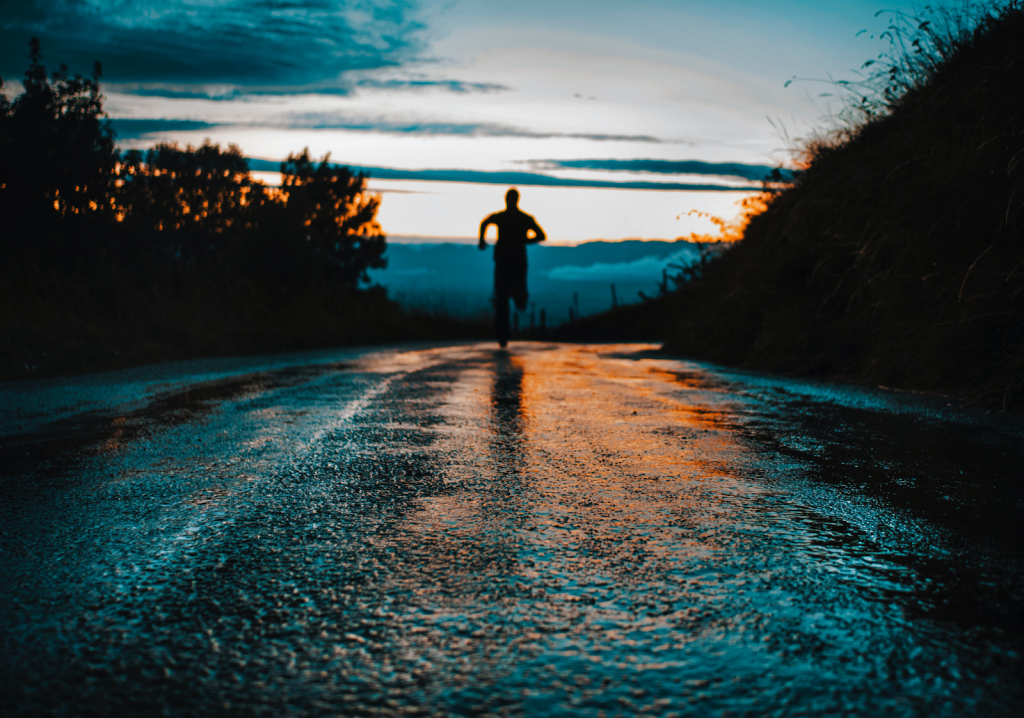 Man running at early morning