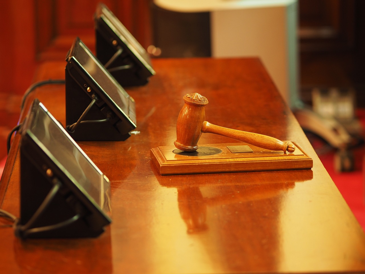 A gavel on top of the table